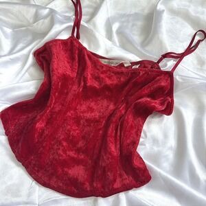 Victoria's Secret Red Crushed Velvet Corset Camisole Top Medium Adjustable Strap